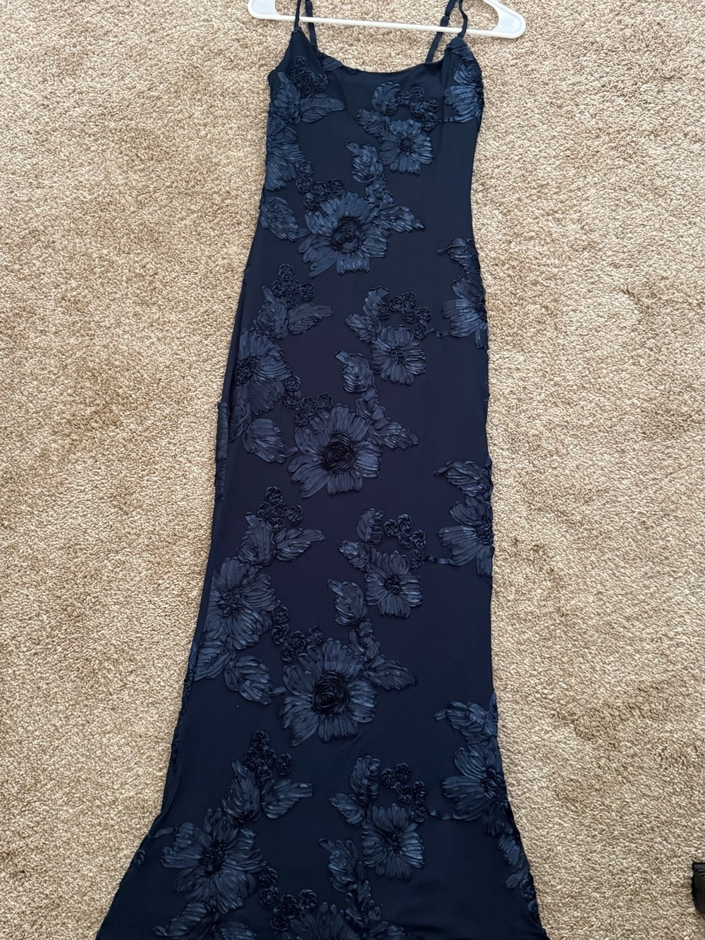 Princess Polly Black Floral Appliqué Slip Gown
